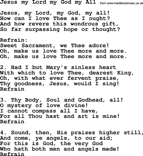 because only You are Holy, only You are Lord, only You are Highest. . Catholic hymns lyrics pdf